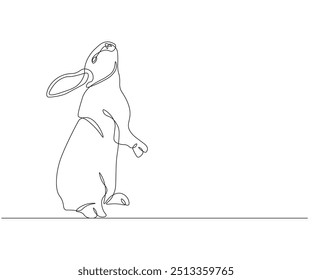 Continuous line drawing of rabbit vector illustration. Single line drawing of rabbit. Mammal animal concept continuous line. Editable outline