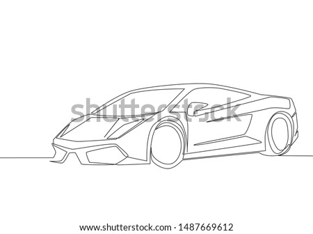 Continuous line drawing of racing and drifting elegant sedan sport car. Luxury super car transportation concept. One single continuous line draw design