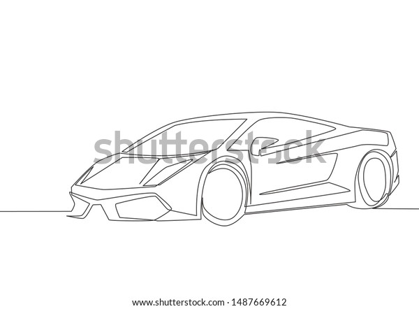 Continuous line drawing of racing and drifting\
elegant sedan sport car. Luxury super car transportation concept.\
One single continuous line draw\
design