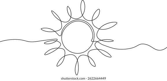 Dibujo de línea continua de un sol radiante