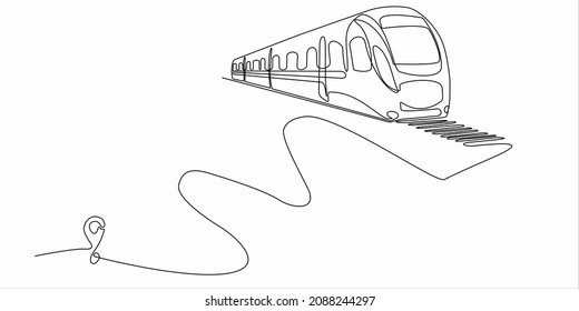 
Continuous line drawing of railroad track line vector icon of a train station route with starting point and one line trail - Vector illustration. - Vector