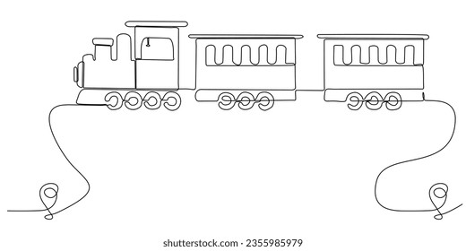 Kontinuierliche Linienzeichnung der Bahnlinie Vektorsymbol einer Bahnhofsroute mit Startpunkt und Einzeilenpfad - Vektorgrafik. - Vektorgrafik