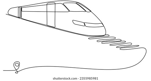 Continuous line drawing of railroad track line vector icon of a train station route with starting point and one line trail - Vector illustration. - Vector
