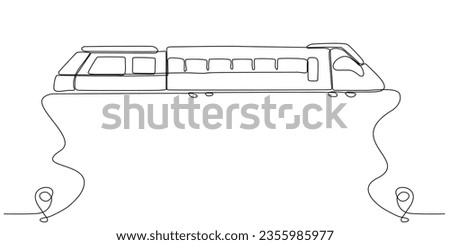 Continuous line drawing of railroad track line vector icon of a train station route with starting point and one line trail - Vector illustration. - Vector