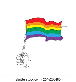 continuous line drawing rainbow flag illustration vector isolated