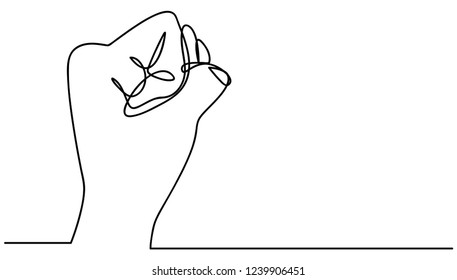 Continuous line, drawing of Raised Fist