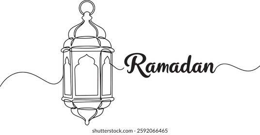 Continuous Line Drawing of a Ramadan Lantern – Minimalist One-Line Islamic Art