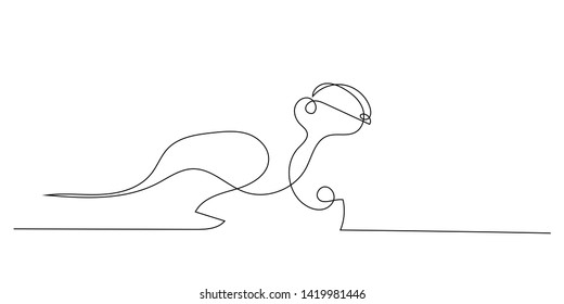 Continuous line drawing of rat isolated on white background. This animal is symbol of zodiac of the year 2020. Art talent for kid to have a fun.