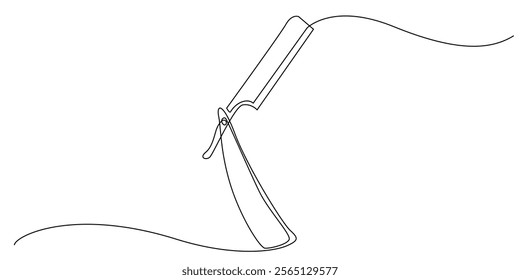 continuous line drawing of razor.one line drawing of razor icon for hairdressing sign.simple single line vector illustration.isolated white background