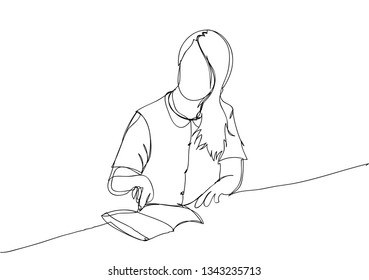 Continuous line drawing of reading books