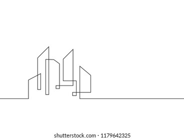 Continuous line drawing. Real estate, condo, apartment, company. Vector illustration