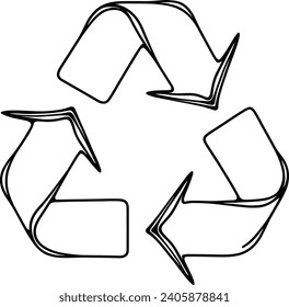 continuous line drawing of the recycle symbol. vector illustration