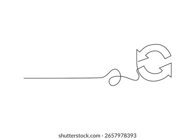 Desenho de linha contínua de um símbolo de reciclagem Projeto abstrato ilustrando processo Setas looping