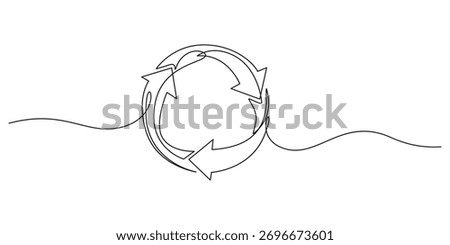 Continuous Line Drawing of a Recycling Symbol,