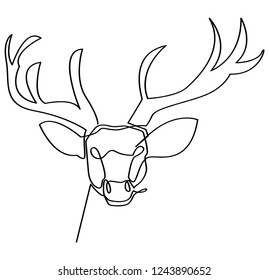 continuous line drawing of a reindeer Christmas Wildlife.