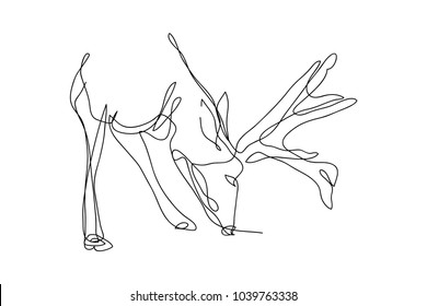 continuous line drawing of a reindeer wildlife vector illustration.t shirt, child or wrapping paper. Typography graphic print for t-shirt For print,