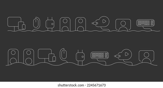 Continuous line drawing related to the gadgets