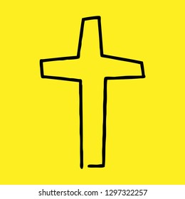 Continuous line, drawing of
Religious symbol, logo vector illustration.