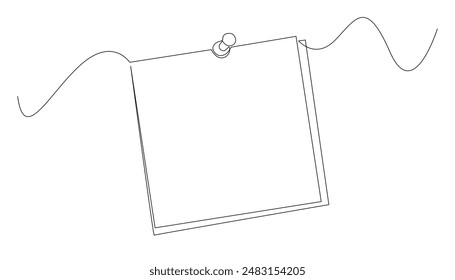 continuous line drawing of reminder paper.vector one line of paper stuck on the wall as a reminder.one line reminder note.isolated white background