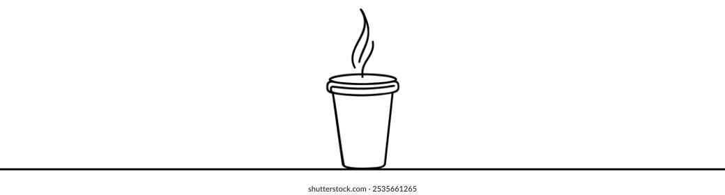 Continuous line drawing representing a coffee cup. Vector illustration.