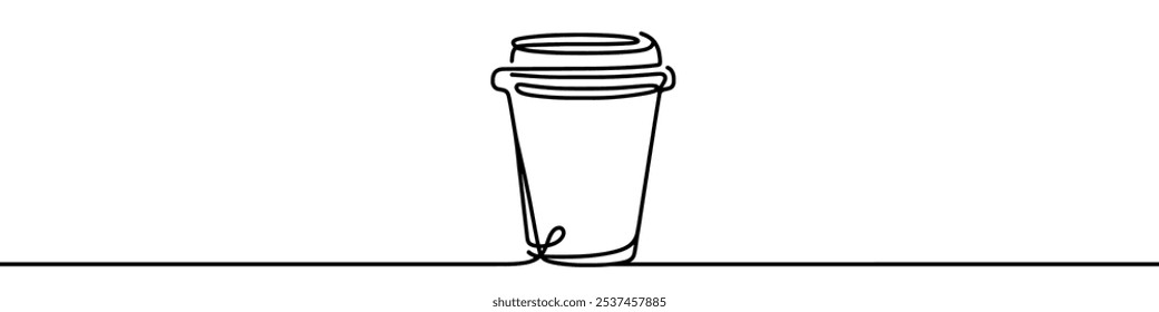 Dibujo de línea continua que representa una taza de café