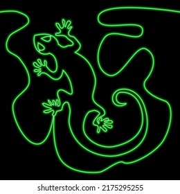 Continuous line drawing Reptile Lizard Veterinary icon neon glow vector illustration concept