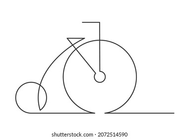 Continuous line drawing of retro bicycle on a white background. Vector illustration