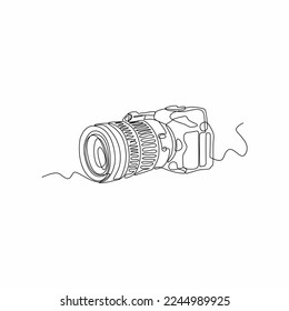 continuous line drawing of retro  camera
