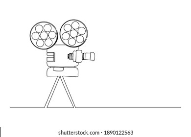 Continuous line drawing of retro old classic video player. Vintage analog movie projector item concept single one line art design graphic vector illustration