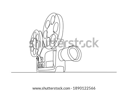 Continuous line drawing of retro old classic video player. Vintage analog movie projector item concept single one line art design graphic vector illustration