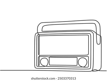 Kontinuierliche Linienzeichnung von Retro-Radio. Minimalistische Vintage-Objektdarstellung