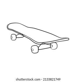 Continuous line drawing of retro skateboard. Skateboard one line drawing minimalist design