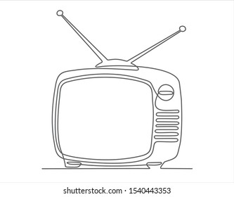 Continuous Line Drawing Retro Tv Stock Vector (Royalty Free) 1540443353 ...