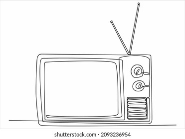 continuous line drawing of retro tv vector illustration