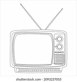 Continuous Line Drawing Retro Tv Vector Stock Vector (Royalty Free ...