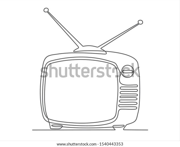 Continuous Line Drawing Retro Tv Stock Vector (Royalty Free) 1540443353 ...