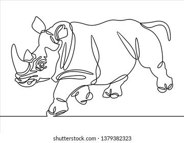 Continuous line drawing of rhino.