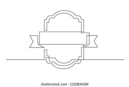 continuous line drawing of ribbon prize label