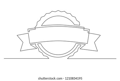 continuous line drawing of ribbon prize label design