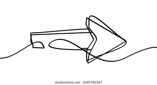 desenho de linha contínua do símbolo de seta para a direita ou para a próxima.