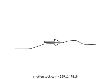 Continuous Line Drawing of Right-Pointing Arrow - Vector Illustration
