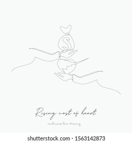 continuous line drawing. rising cost of heart health. simple vector illustration. rising cost of heart health concept hand drawing sketch line.