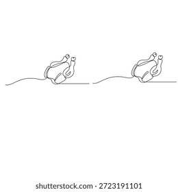 Desenho de linha contínua de peru assado para o jantar de ação de graças ilustração vetor 
