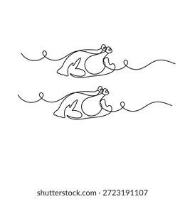 Desenho de linha contínua de peru assado para o jantar de ação de graças ilustração vetor 
