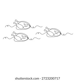 Desenho de linha contínua de peru assado para o jantar de ação de graças ilustração vetor