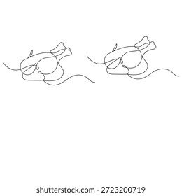 Desenho de linha contínua de peru assado para o jantar de ação de graças ilustração vetor