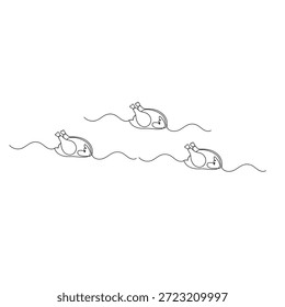 Desenho de linha contínua de peru assado para o jantar de ação de graças ilustração vetor