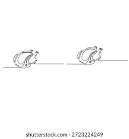 Desenho de linha contínua de peru assado para o jantar de ação de graças ilustração vetor 
