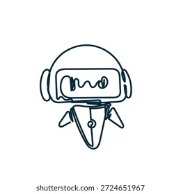 Roboter-Doodle-Illustration mit durchgehender Linienzeichnung