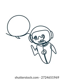 Ilustración de doodle de robot de dibujo de línea continua